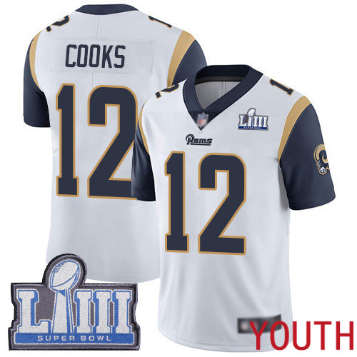 Los Angeles Rams Limited White Youth Brandin Cooks Road Jersey NFL Football 12 Super Bowl LIII Bound Vapor Untouchable